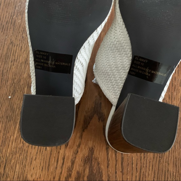 Design Lab Lord &Taylor 4inch Block Heel Woven white Mules Size 10 - Picture 5 of 16